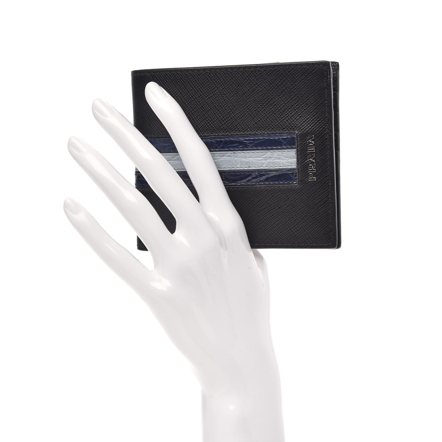 Saffiano Crocodile Bi-Fold Wallet Black
