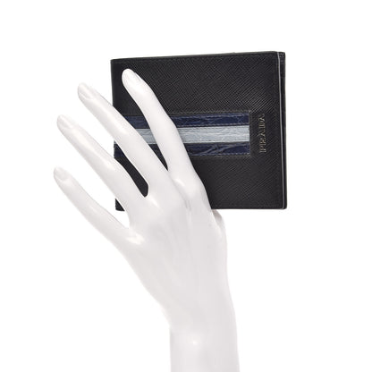 Prada Saffiano Crocodile Bi-Fold Wallet Black 2 of 8
