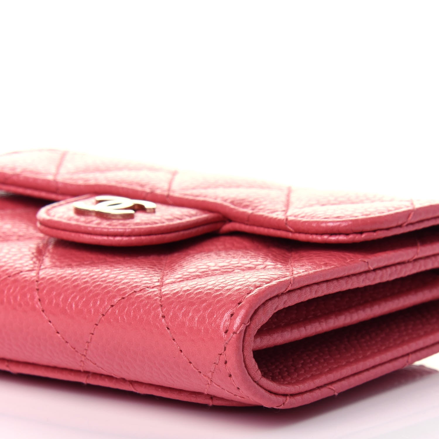 Chanel Caviar Quilted Flap Card Holder Wallet Pink 10 of 12