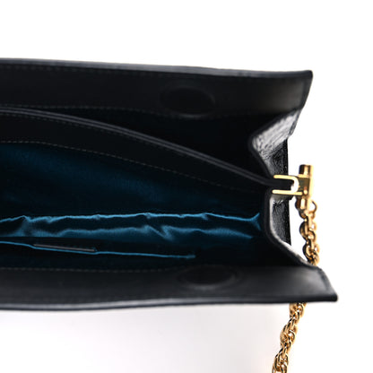 Gucci Suede Patent Web Dragon Embroidered Small Ophidia Chain Shoulder Bag Blue Black 4 of 9