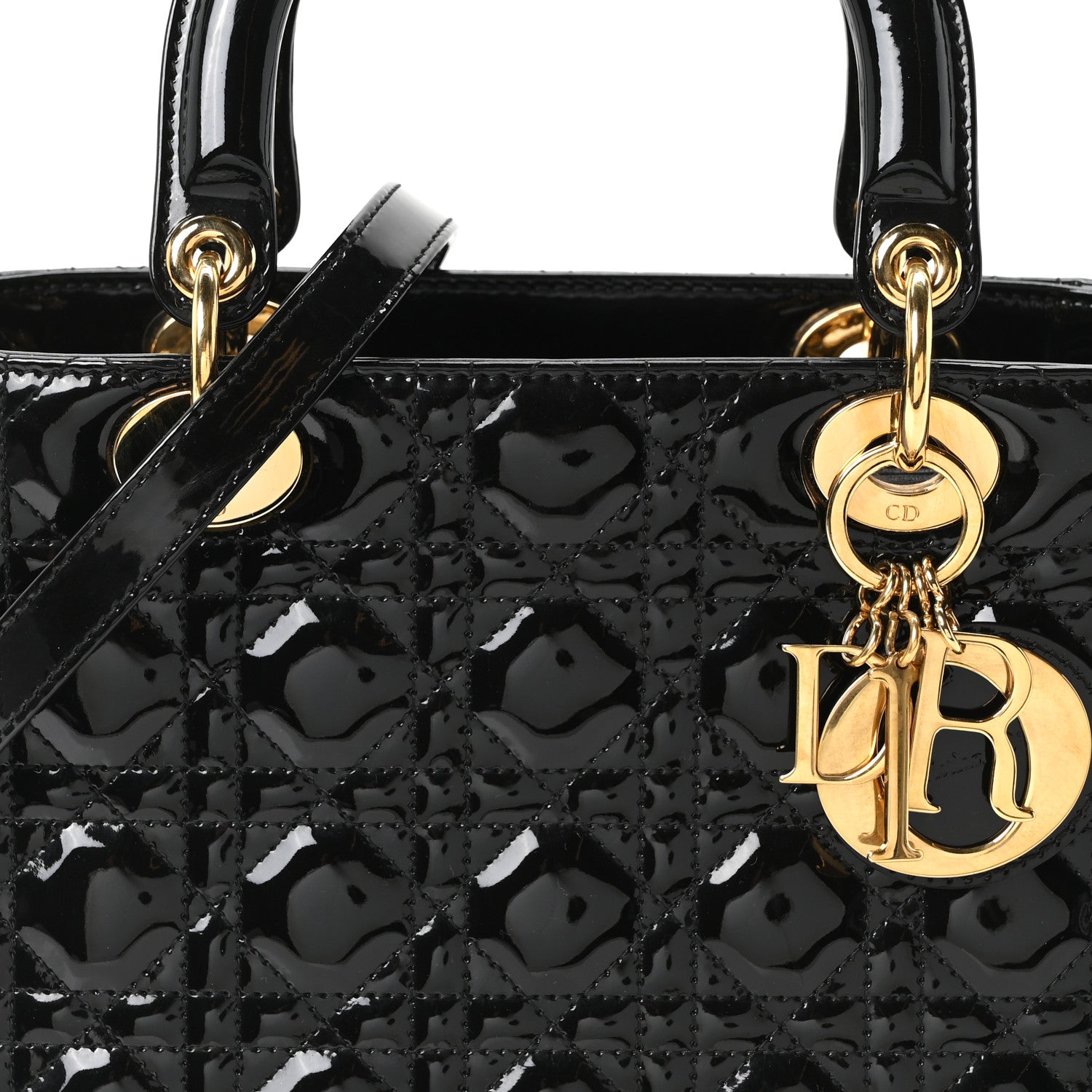 Christian Dior Patent Cannage Medium Lady Dior Black 7 of 9