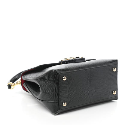 Dolce & Gabbana Calfskin Iguana Embossed Small Lucia Satchel Black 4 of 9