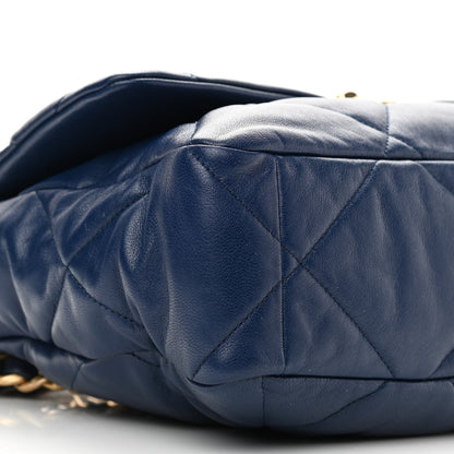 Chanel Goatskin Quilted Large Chanel 19 Flap Dark Blue 9 of 11