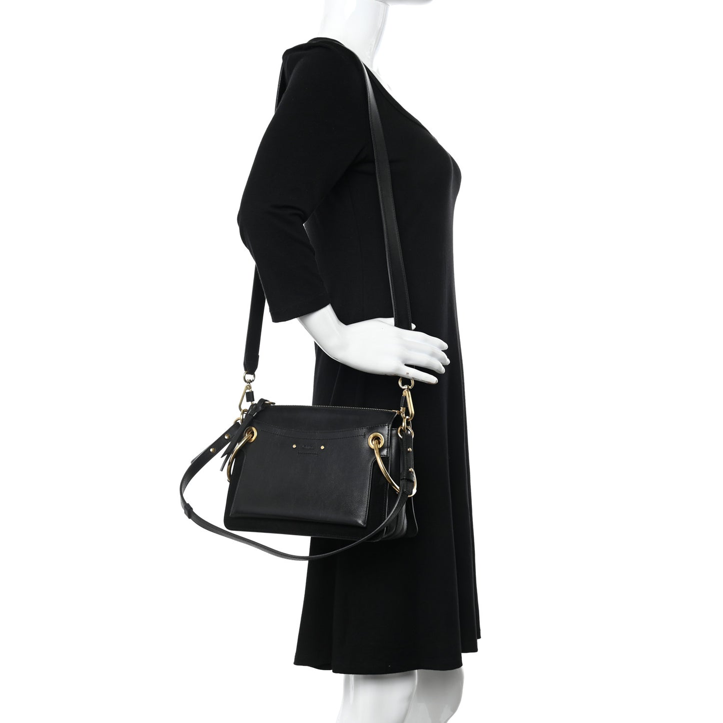 Calfskin Suede Small Roy Bag Black