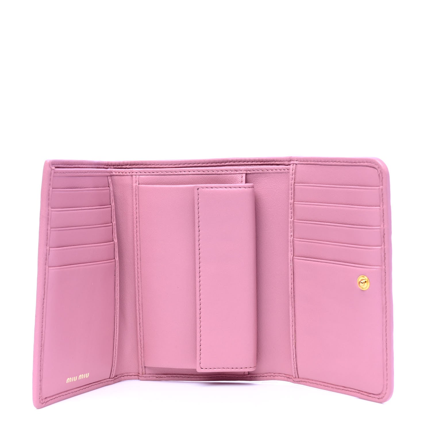 Miu Miu Nappa Matelasse Flap Tri-Fold Wallet Rosa 3 of 5