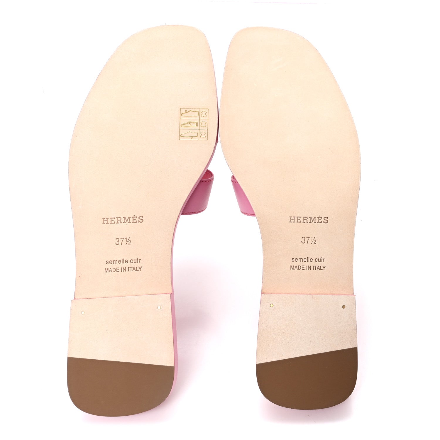 Hermes Box Calfskin Oran Sandals 37.5 Rose Petale 6 of 9