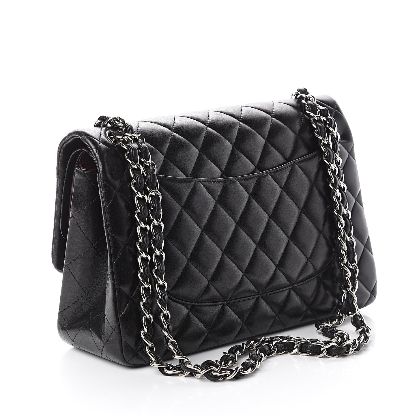 Lambskin Quilted Jumbo Double Flap Black