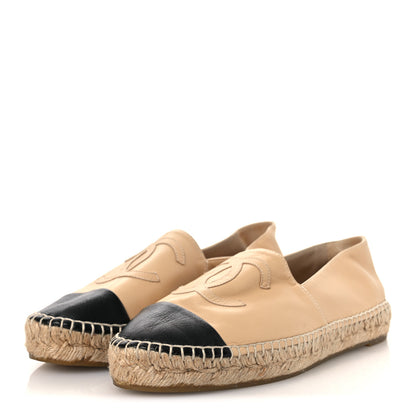 Chanel Lambskin CC Espadrilles 38 Beige Black 4 of 12