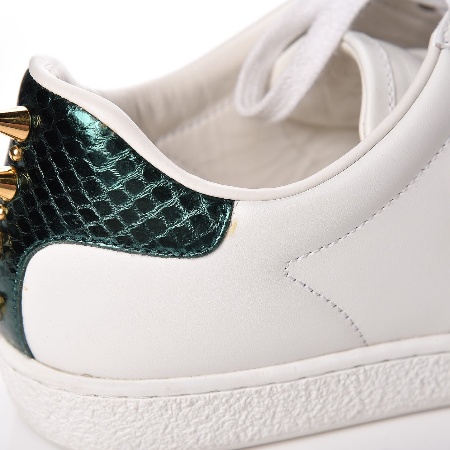 Calfskin Web Pearl Studded Womens Ace Sneakers 36 White