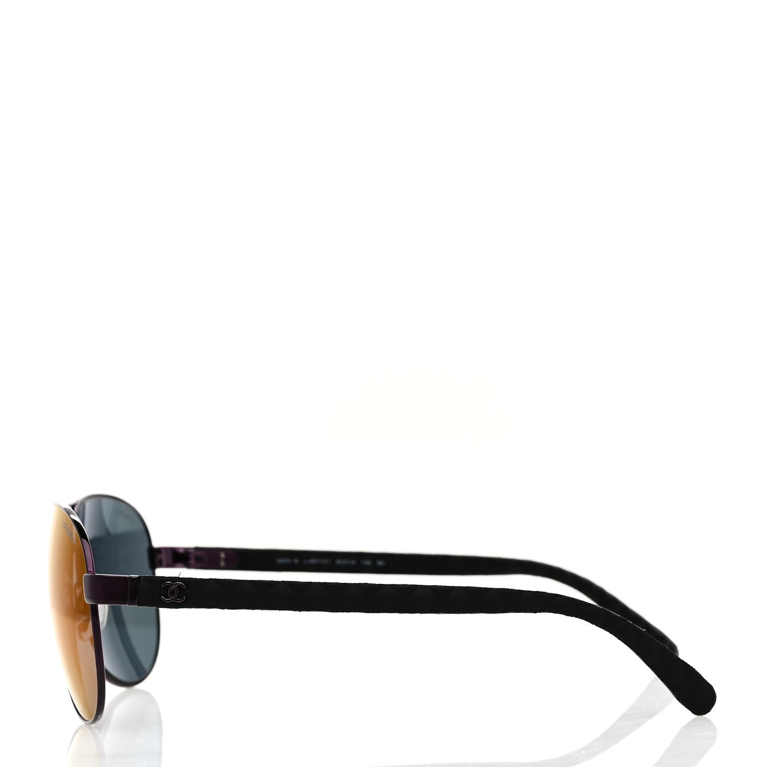 Chanel Metal Lambskin Quilted CC Pilot Summer Aviator Sunglasses 4204-Q Black Purple 3 of 8