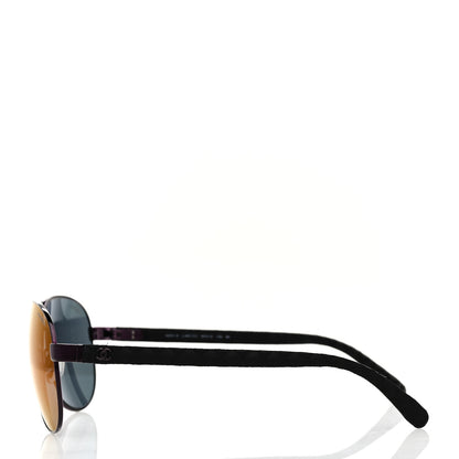 Chanel Metal Lambskin Quilted CC Pilot Summer Aviator Sunglasses 4204-Q Black Purple 3 of 8