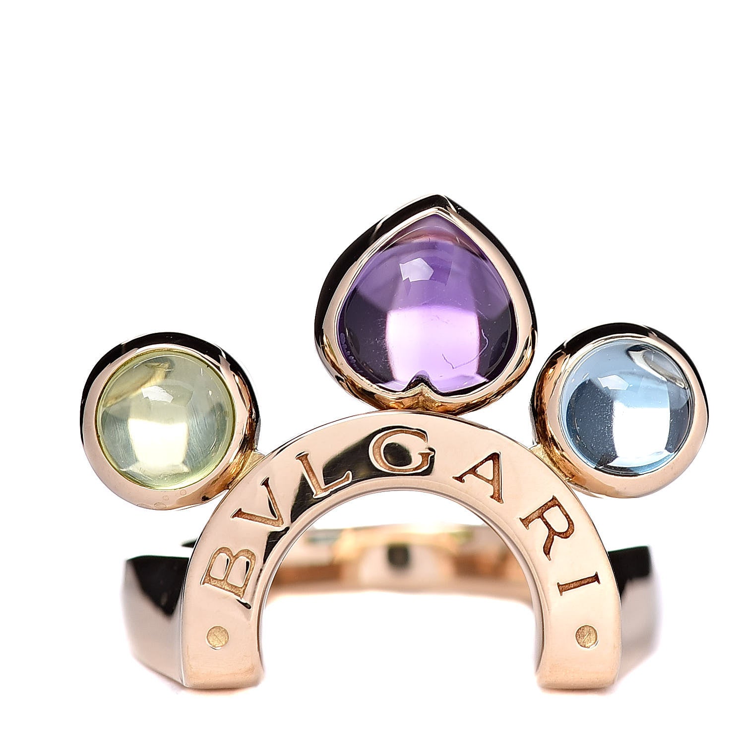 Bulgari 18K Yellow Gold Blue Topaz Amethyst Peridot Allegra Ring 47 4 1 of 4