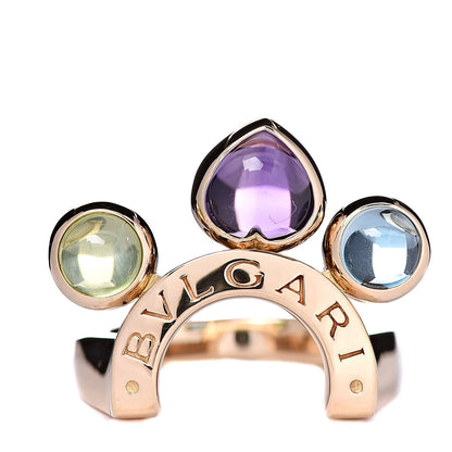 Bulgari 18K Yellow Gold Blue Topaz Amethyst Peridot Allegra Ring 47 4 1 of 4