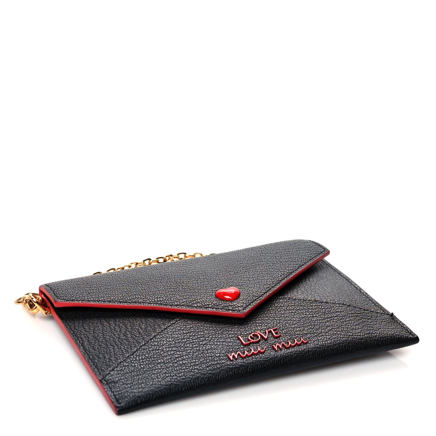 Goatskin Madras Love Wristlet Pouch Black