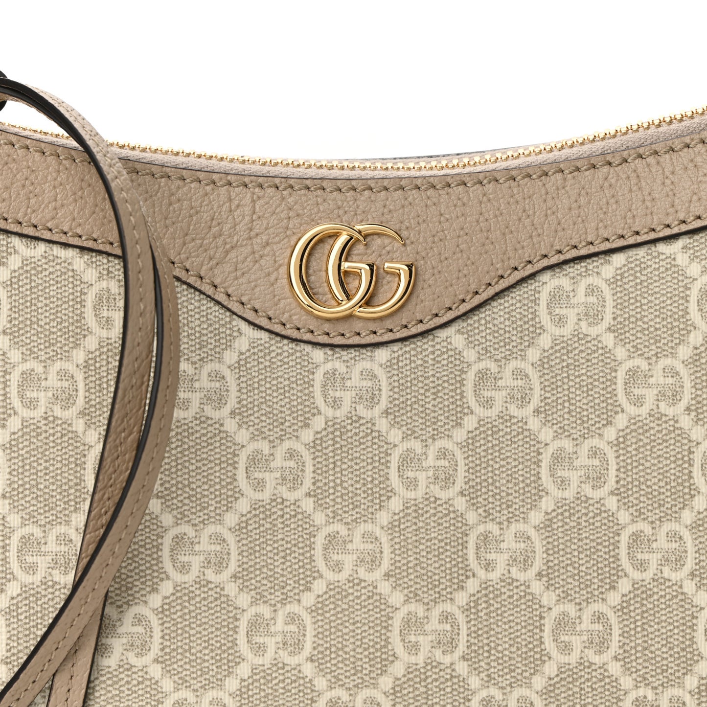GG Supreme Monogram Textured Dollar Calfskin Small Ophidia Hobo Beige Mystic White Oatmeal
