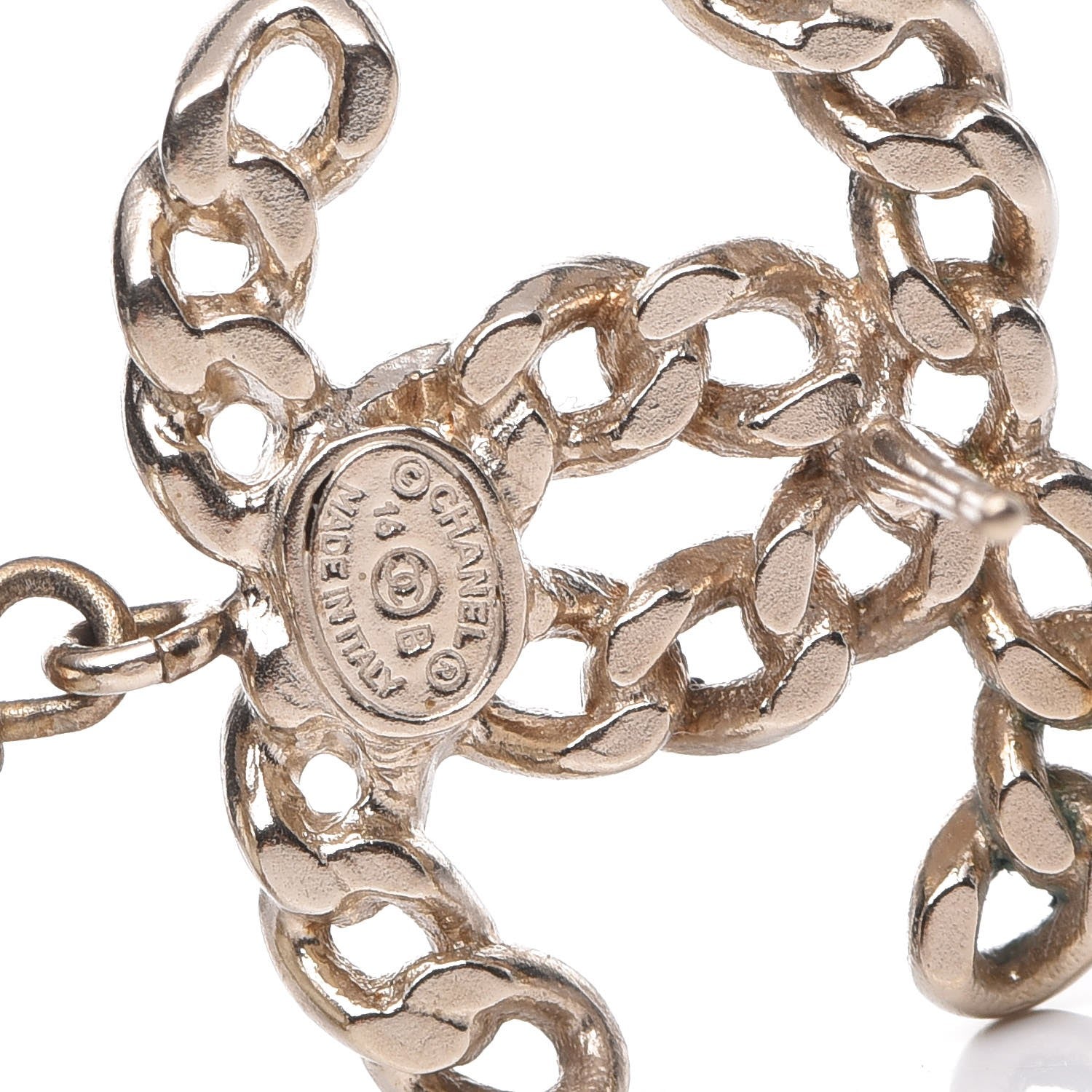 Chanel Chain Pearl CC Drop Earrings Gold 4 of 5