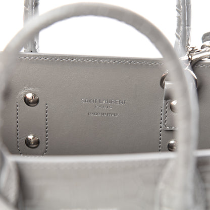 Saint Laurent Calfskin Crocodile Embossed Nano Sac De Jour Fog 5 of 11