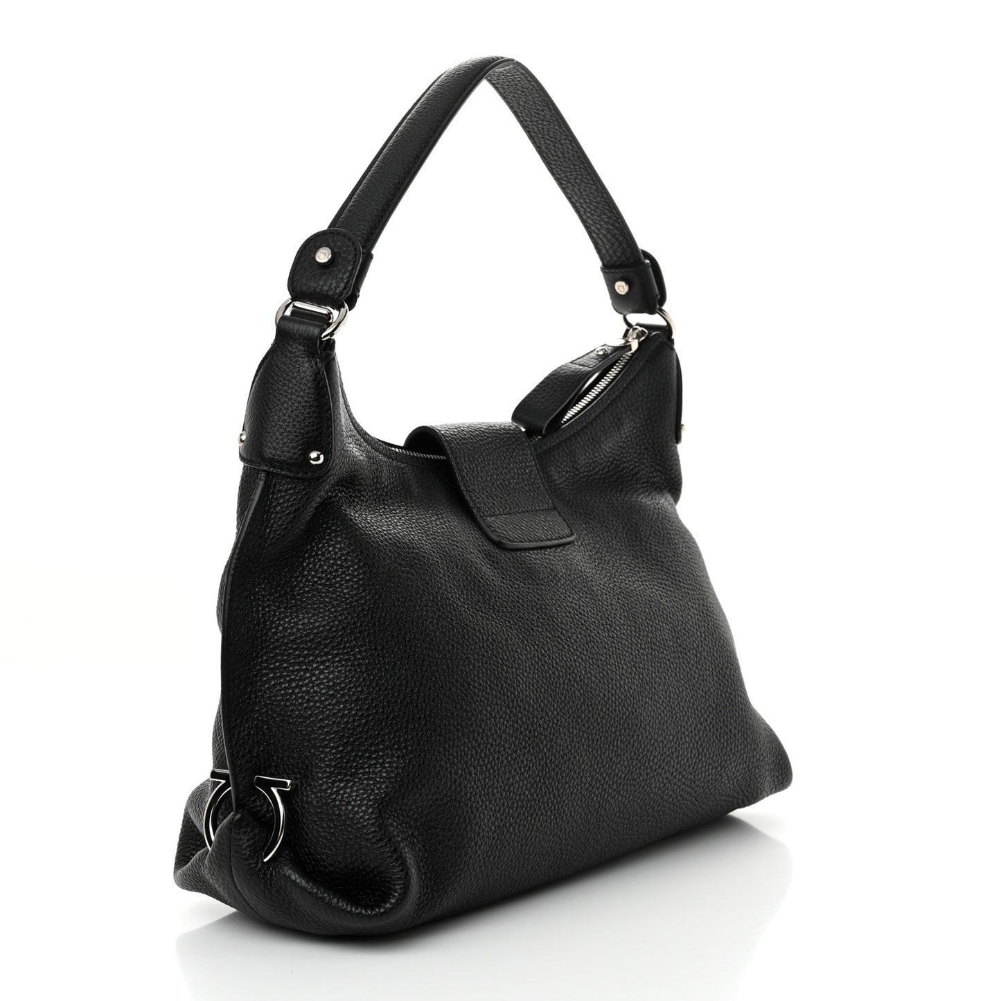 Calfskin Fanisa Gancini Hobo Black