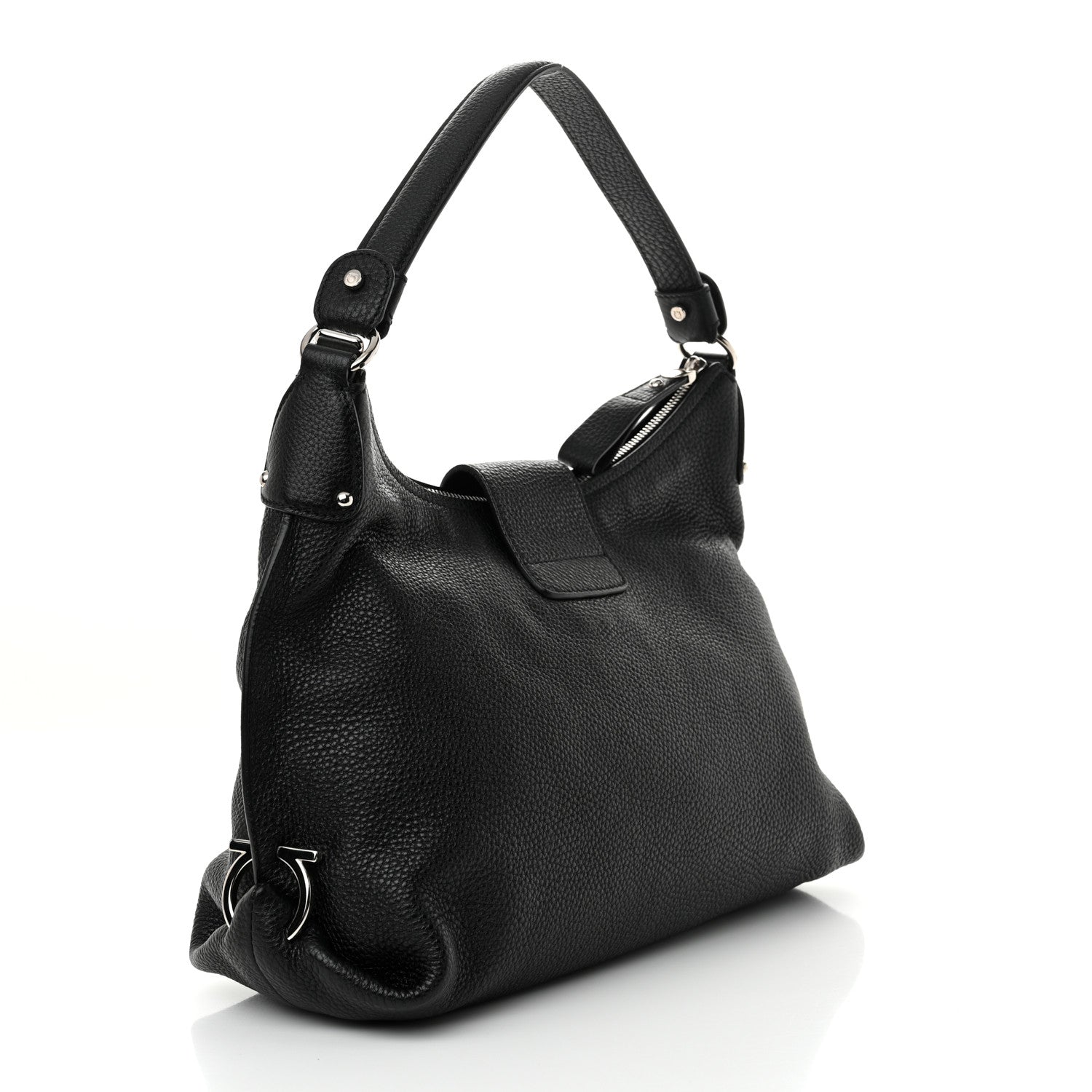 Salvatore Ferragamo Calfskin Fanisa Gancini Hobo Black 3 of 10