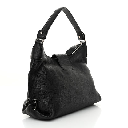 Salvatore Ferragamo Calfskin Fanisa Gancini Hobo Black 3 of 10