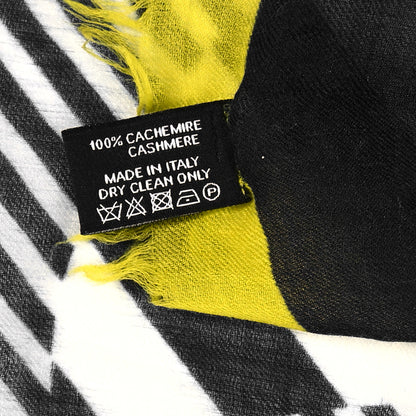 Chanel Cashmere Silk CC Scarf Black Yellow 4 of 4