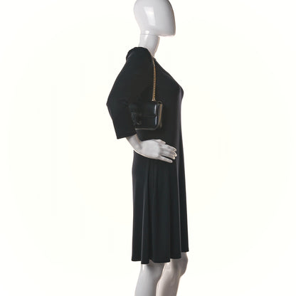 Celine Shiny Calfskin Cuir Triomphe Chain Shoulder Bag Black 2 of 12