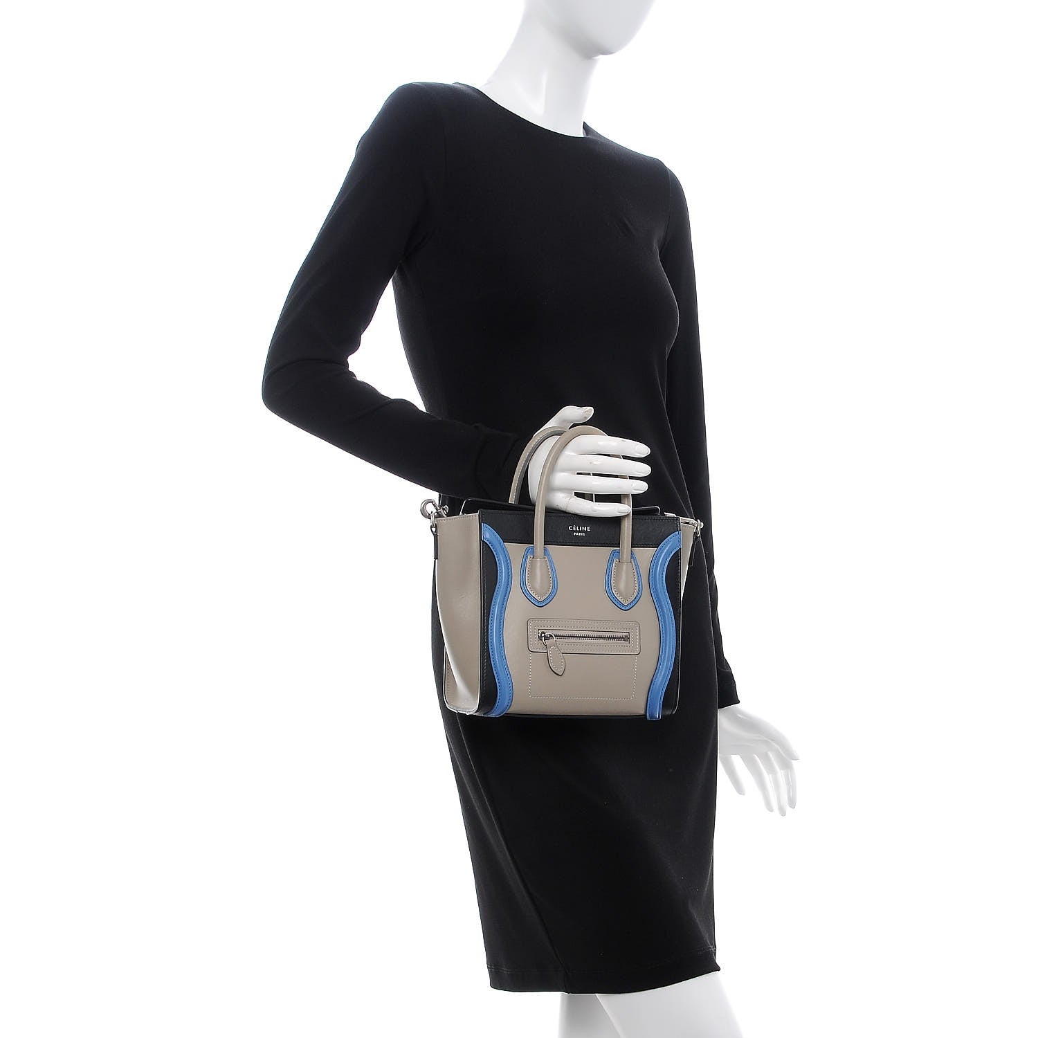 Celine Shiny Smooth Calfskin Tri-color Nano Luggage Quartz 3 of 9