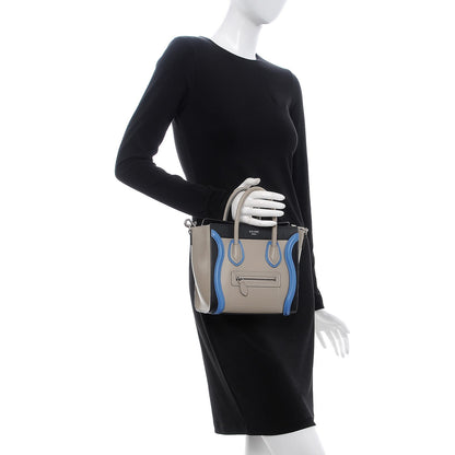 Celine Shiny Smooth Calfskin Tri-color Nano Luggage Quartz 3 of 9