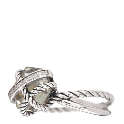 David Yurman Sterling Silver Diamond Prasiolite 10mm Cable Wrap Ring 54 7 3 of 5