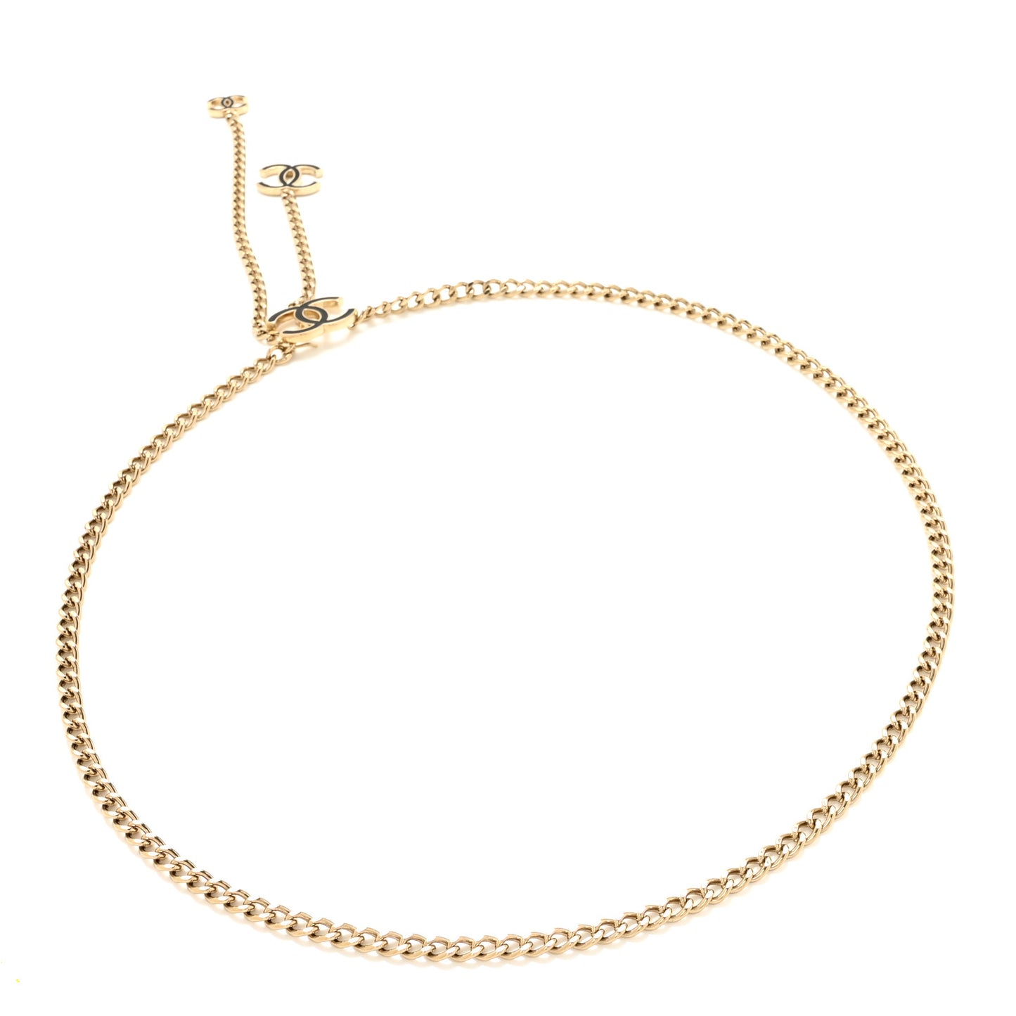 Enamel CC Chain Logo Belt Gold Black