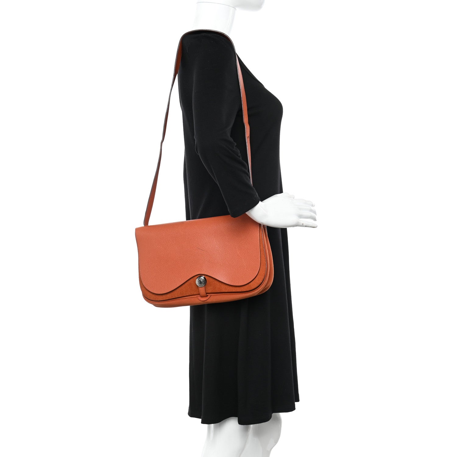 Hermes Vache Liegee Toile Sac Colorado MM Potiron 2 of 16