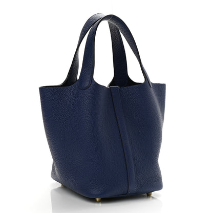 Hermes Taurillon Clemence Picotin Lock 18 PM Bleu Saphir 3 of 11