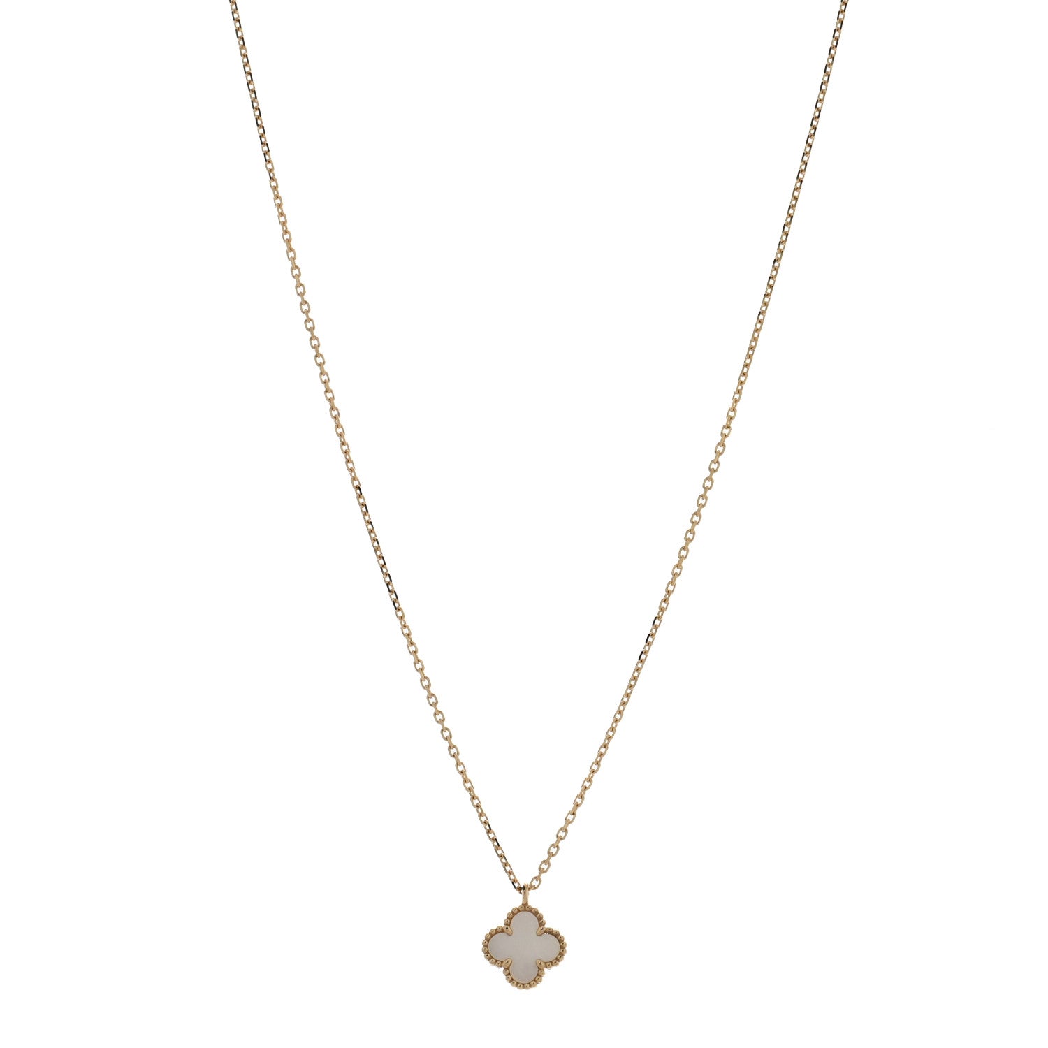 Van Cleef & Arpels 18K Yellow Gold Mother of Pearl Sweet Alhambra Pendant Necklace 1 of 5
