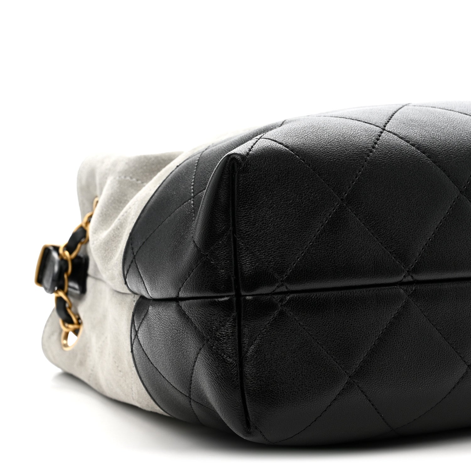 Chanel Suede Calfskin Shiny Lambskin Quilted Small Coco Base Shopping Bag Grey Black 9 of 10
