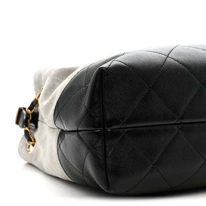 Chanel Suede Calfskin Shiny Lambskin Quilted Small Coco Base Shopping Bag Grey Black 9 of 10