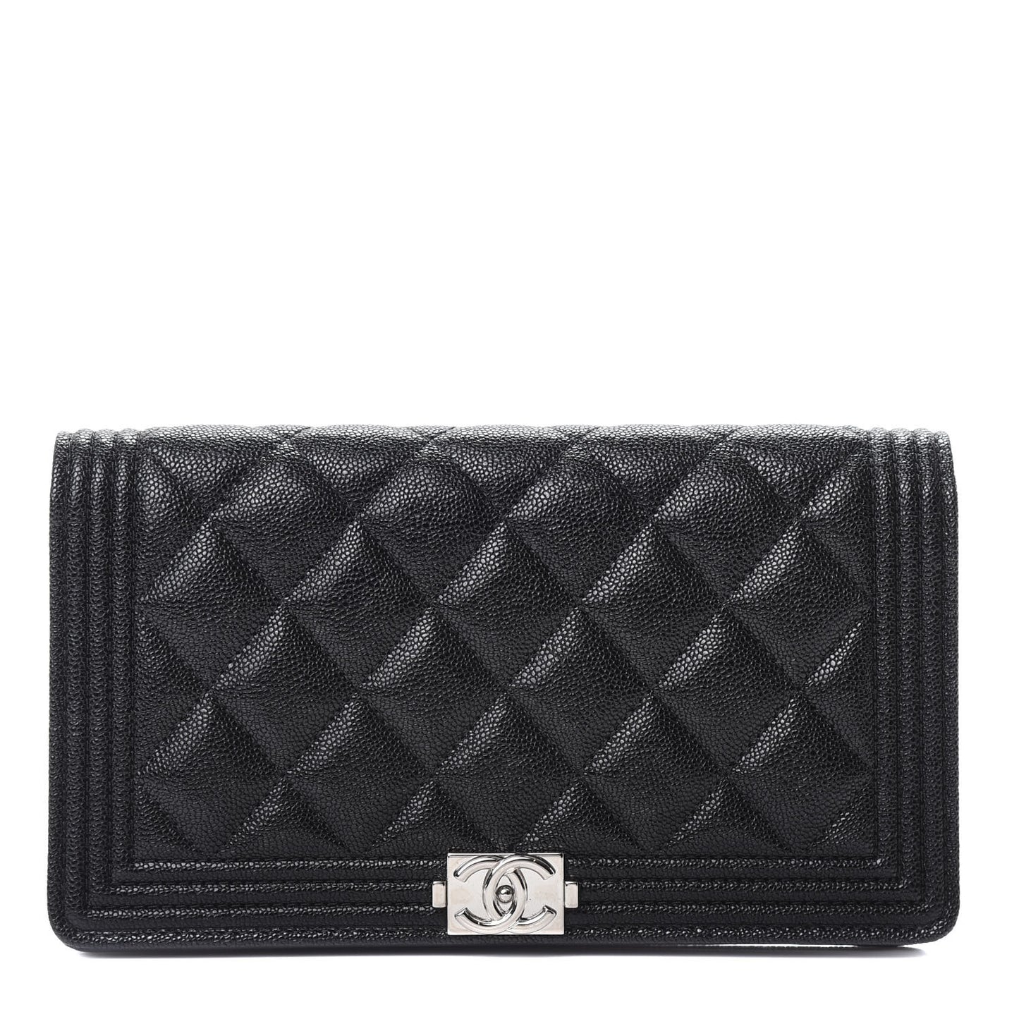 Caviar Quilted Boy Yen Wallet Black