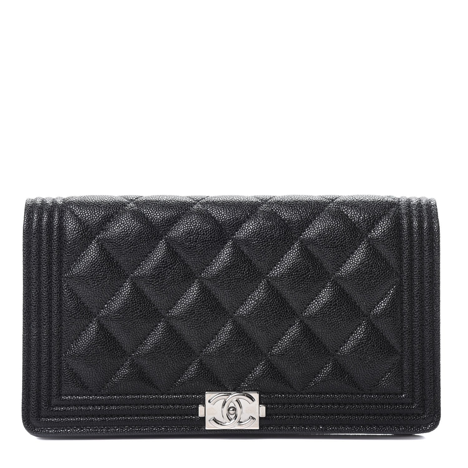 Chanel Caviar Quilted Boy Yen Wallet Black 1 of 9