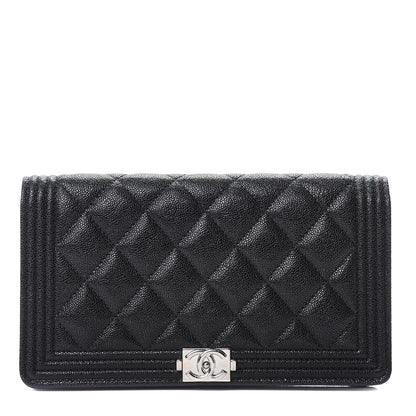 Chanel Caviar Quilted Boy Yen Wallet Black 1 of 9