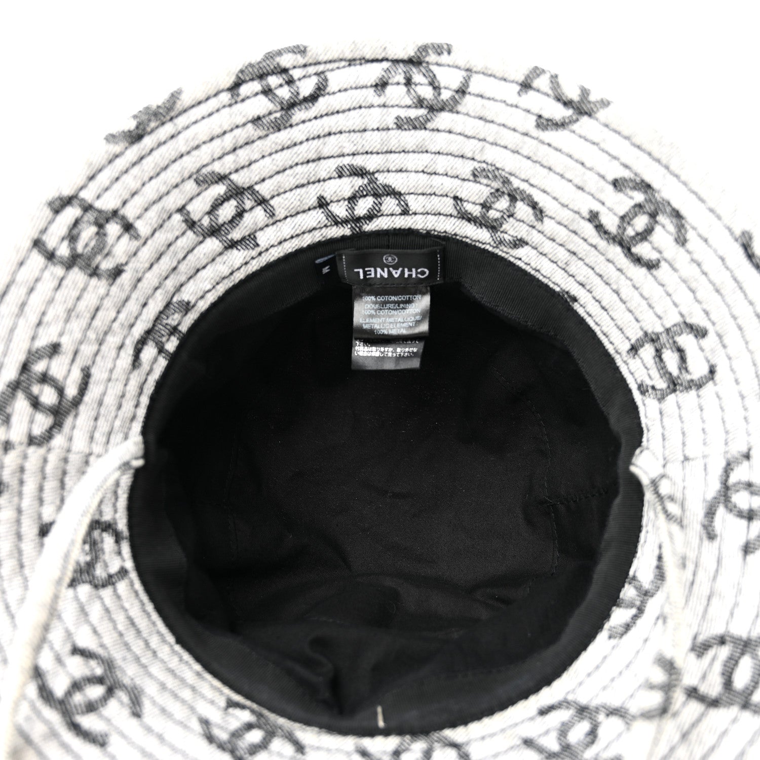 Chanel Denim CC Bucket Hat M White Black 7 of 10