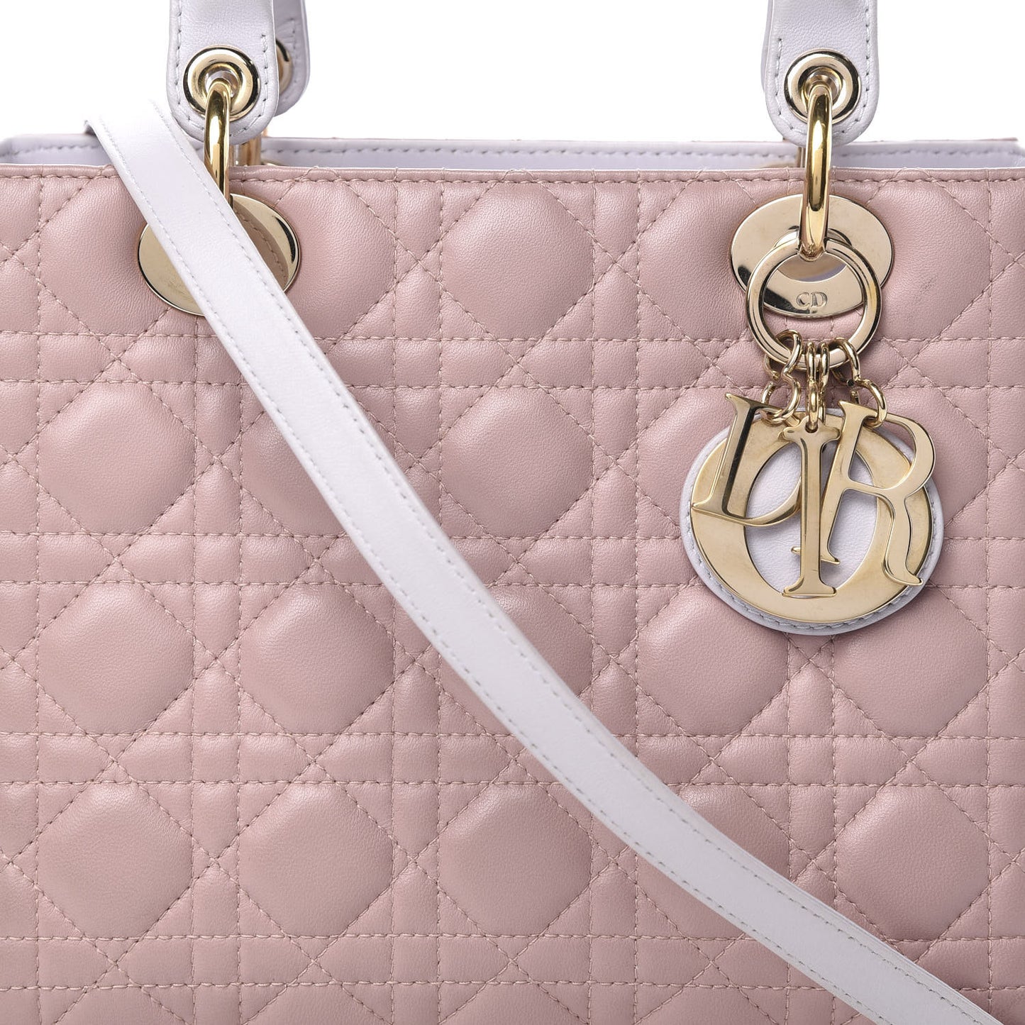 Lambskin Cannage Medium Tri-Color Lady Dior Rose Pale