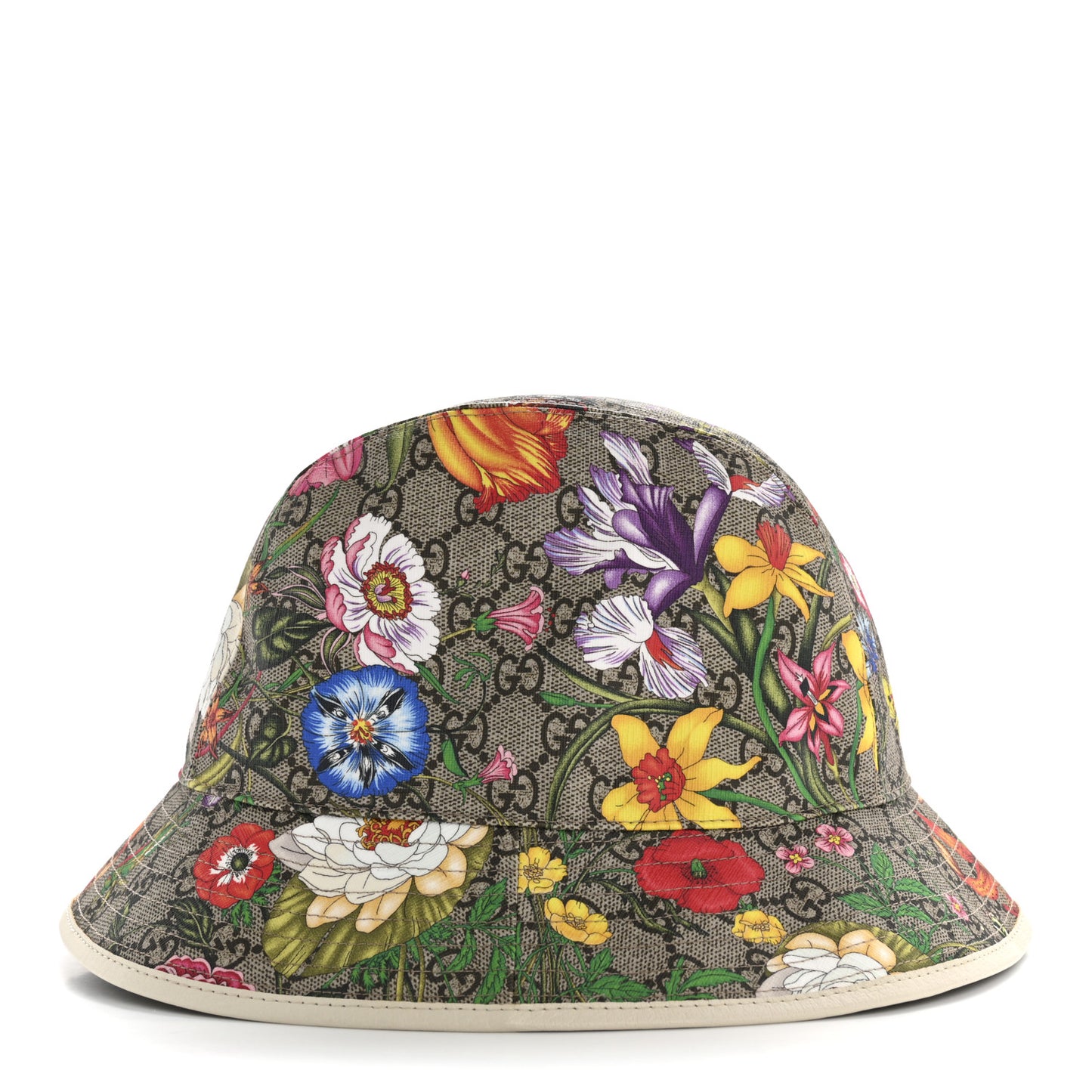 GG Supreme Monogram Flora Fedora Hat L White