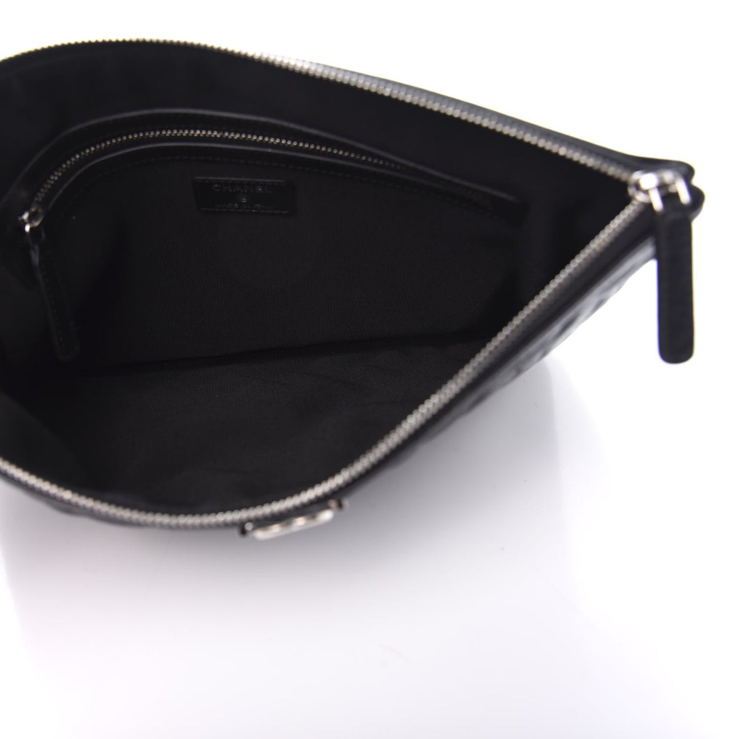 Iridescent Caviar Quilted Medium Boy Cosmetic Case Black