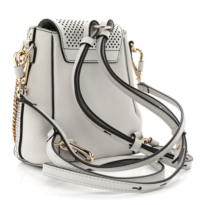 Chloe Calfskin Suede Paisley Patchwork Perforated Mini Faye Backpack Airy Grey 4 of 13