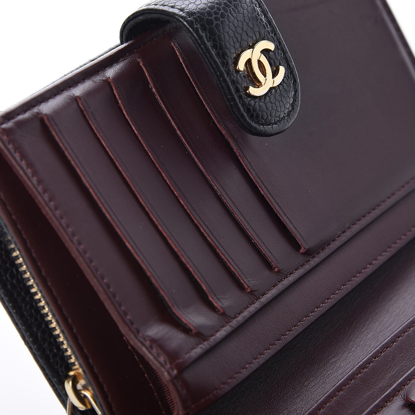 Caviar Quilted Zipped Pocket Wallet Black