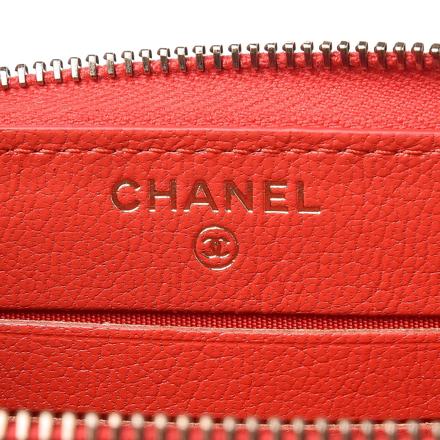 Chanel Shiny Goatskin Diagonal Quilted Small Zip Around Wallet Red 6 of 11