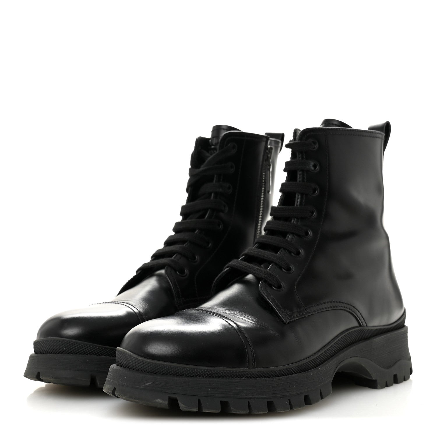 Prada Spazzolato Chocolate 50mm Combat Boots 36.5 Black 4 of 12