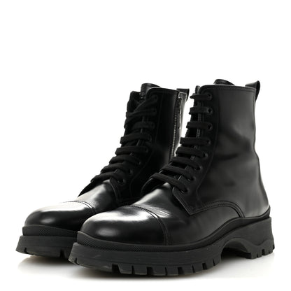 Prada Spazzolato Chocolate 50mm Combat Boots 36.5 Black 4 of 12