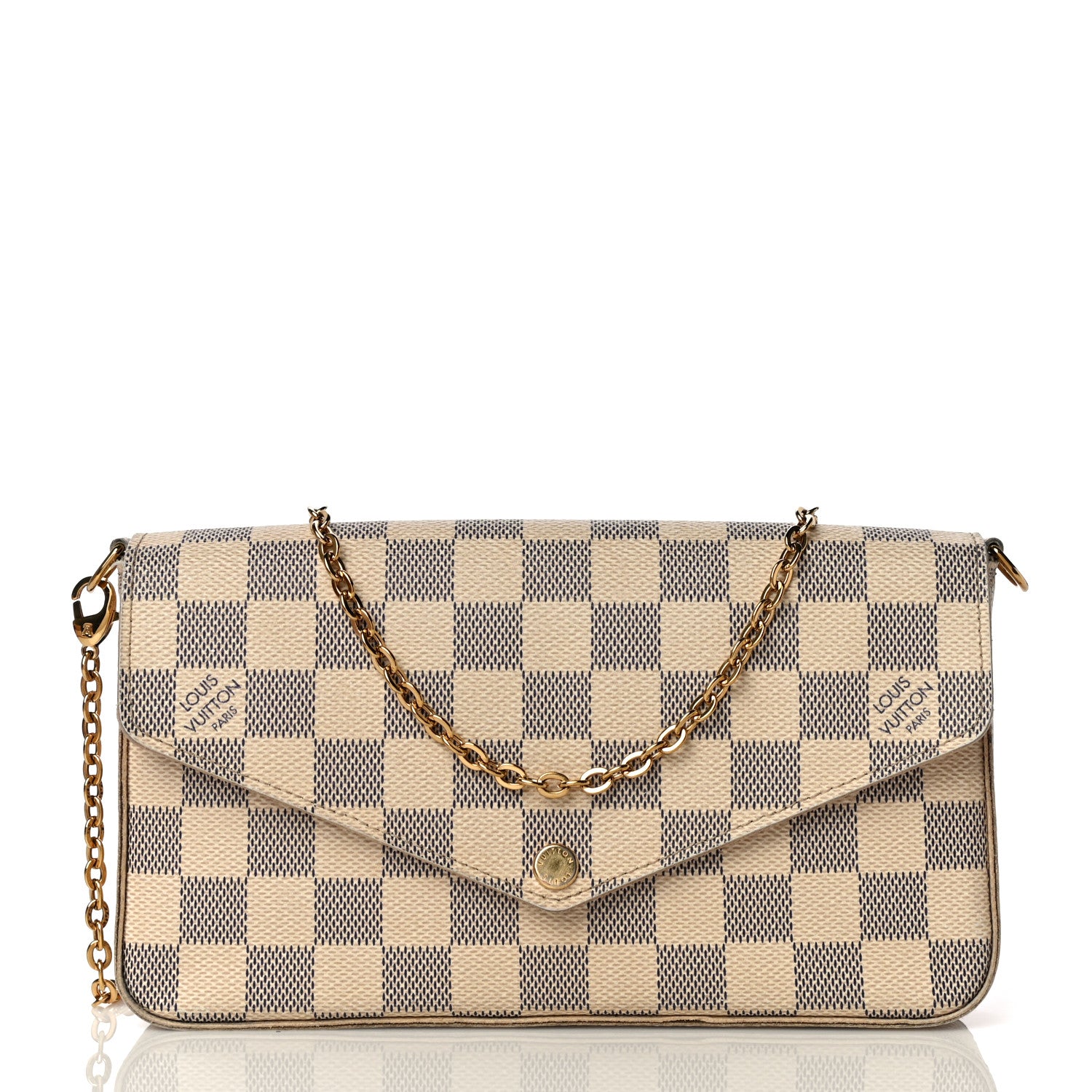 Louis Vuitton Damier Azur Pochette Felicie Chain Wallet Rose Ballerine 2 of 18
