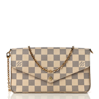 Louis Vuitton Damier Azur Pochette Felicie Chain Wallet Rose Ballerine 2 of 18