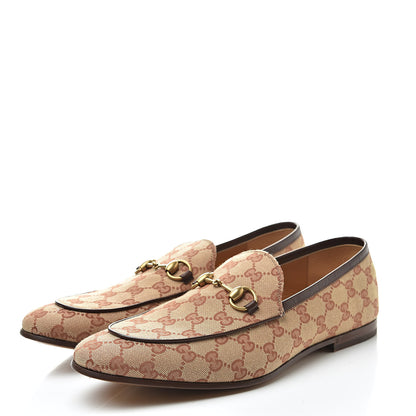 Gucci Canvas GG Monogram Horsebit Mens Jordaan Loafers 9.5 Beige Ruggine Light Brown 3 of 8